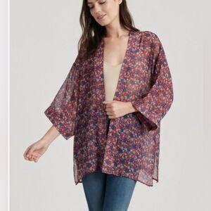 Lucky Brand Floral Paisley Sheer Kimono Top